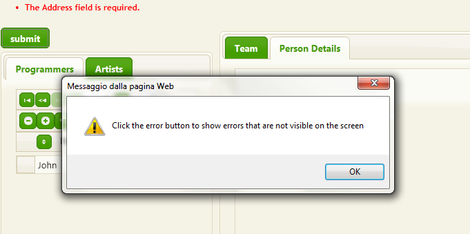 When we click submit, the error is shown notwithstanding the entity has been removed from the DOM